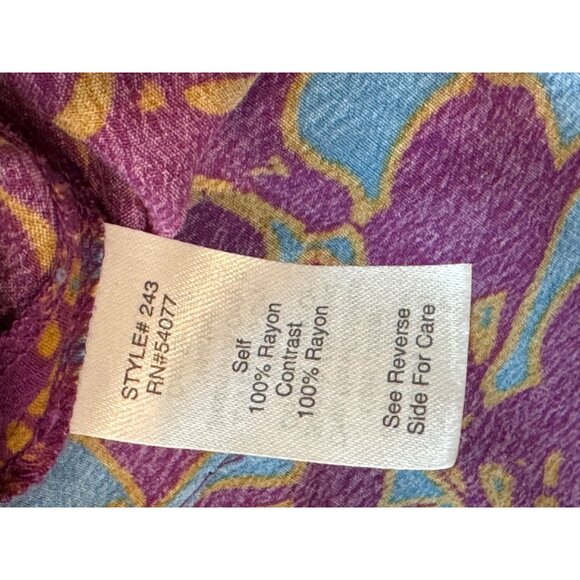 Cabi Womens Top M Sleeveless Purple Blue Floral Tank Keyhole Back - Picture 4 of 7